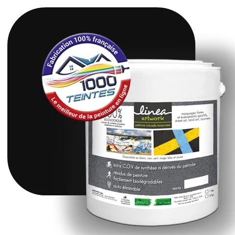 Peinture biodégradable Natura Linéa® Noir Olympique (Street Art Ephémère AWT-003) Temporaire MAT
