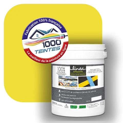 Peinture biodégradable Natura Linéa® Jaune Soufre (Street Art Ephémère RAL 1016) Temporaire MAT
