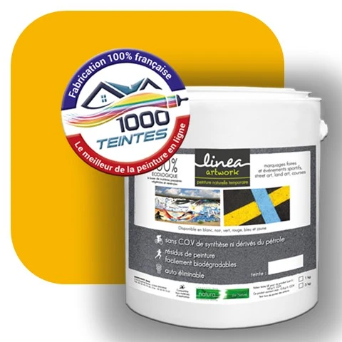 Peinture biodégradable Natura Linéa® Jaune Signalisation (Street Art Ephémère RAL 1023) Temporaire MAT