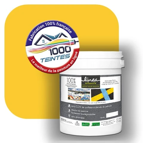 Peinture biodégradable Natura Linéa® Jaune Zinc (Street Art Ephémère RAL 1018) Temporaire MAT