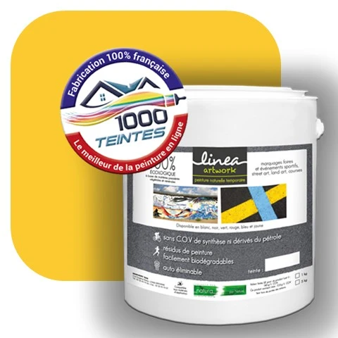 Peinture biodégradable Natura Linéa® Jaune Zinc (Street Art Ephémère RAL 1018) Temporaire MAT