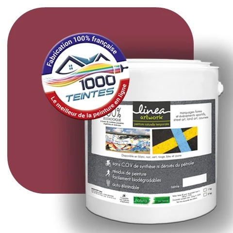 Peinture biodégradable Natura Linéa® Violet Rouge (Street Art Ephémère RAL 4002) Temporaire MAT