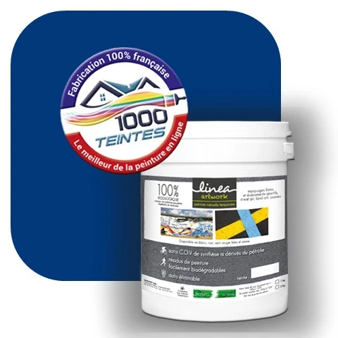 Peinture biodégradable Natura Linéa® Bleu Outremer (Street Art Ephémère RAL 5002) Temporaire MAT