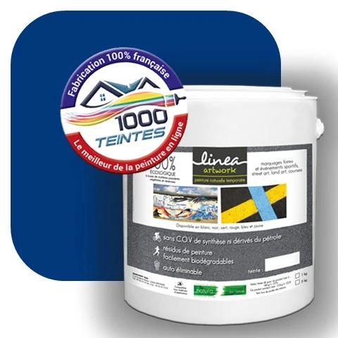 Peinture biodégradable Natura Linéa® Bleu Outremer (Street Art Ephémère RAL 5002) Temporaire MAT