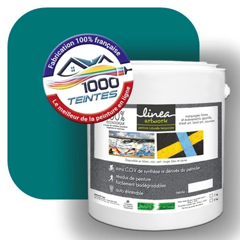 Peinture biodégradable Natura Linéa® Bleu d'eau (Street Art Ephémère RAL 5021) Temporaire MAT