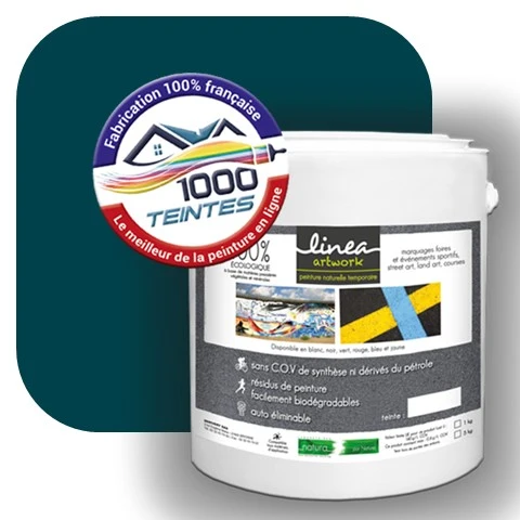 Peinture biodégradable Natura Linéa® Bleu Océan (Street Art Ephémère RAL 5020) Temporaire MAT