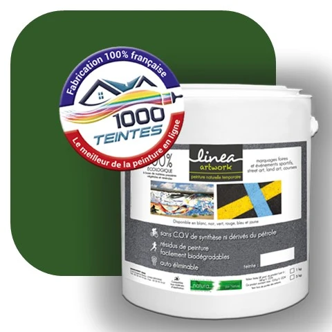 Peinture biodégradable Natura Linéa® Vert Feuillage (Street Art Ephémère RAL 6002) Temporaire MAT