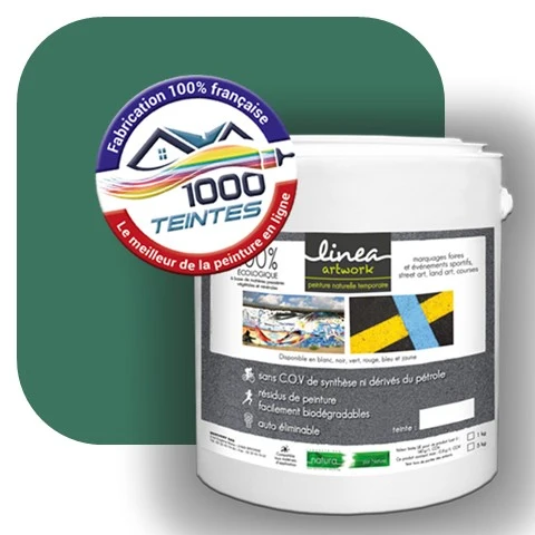 Peinture biodégradable Natura Linéa® Vert Patine (Street Art Ephémère RAL 6000) Temporaire MAT