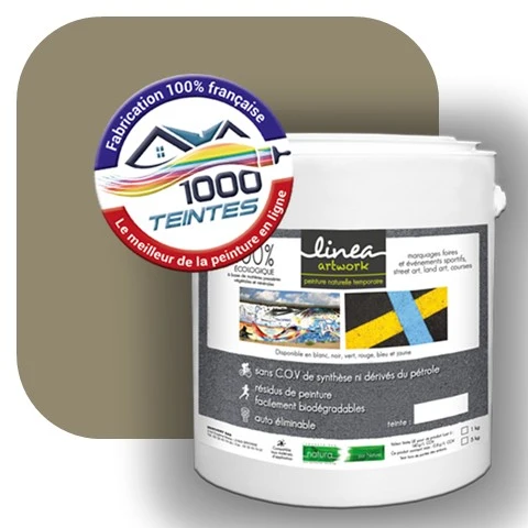 Peinture biodégradable Natura Linéa® Gris Jaune (Street Art Ephémère RAL 7034) Temporaire MAT