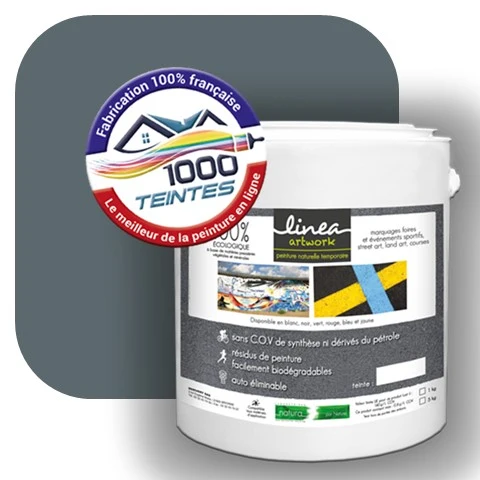 Peinture biodégradable Natura Linéa® Gris Bleu (Street Art Ephémère RAL 7031) Temporaire MAT