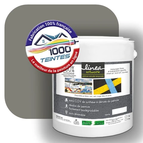 Peinture biodégradable Natura Linéa® Gris Béton (Street Art Ephémère RAL 7023) Temporaire MAT