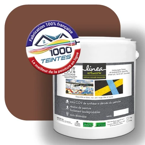Peinture biodégradable Natura Linéa® Brun de Sécurité (Street Art Ephémère RAL 8002) Temporaire MAT
