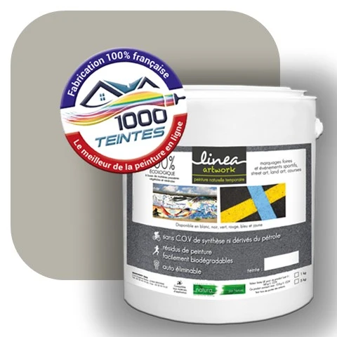 Peinture biodégradable Natura Linéa® Gris Soie (Street Art Ephémère RAL 7044) Temporaire MAT