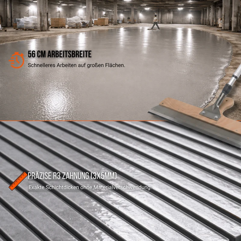 Großflächenrakel 560 mm Stehrakel Zahnrakel für Ausgleichsmasse