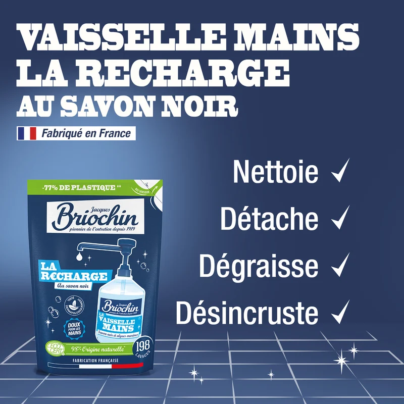 Recharge Liquide Vaisselle Mains Savon noir & Algues Marines