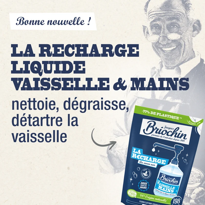 Recharge Liquide Vaisselle Mains Savon noir & Algues Marines