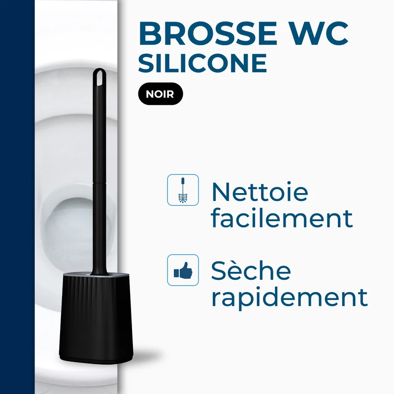 Brosse toilette silicone avec support mural