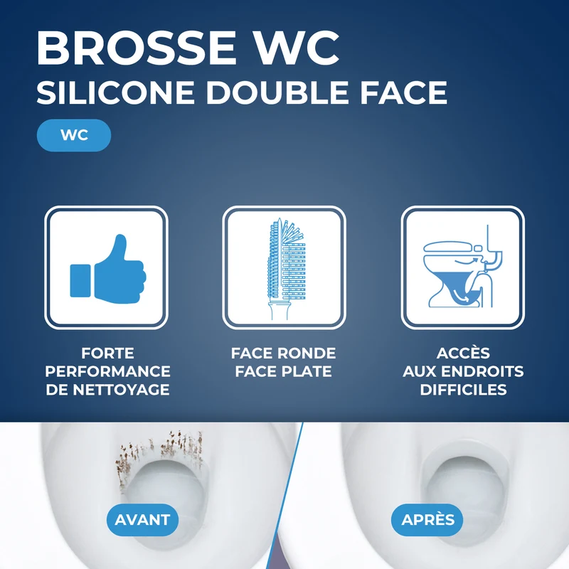 Brosse toilette silicone avec support mural