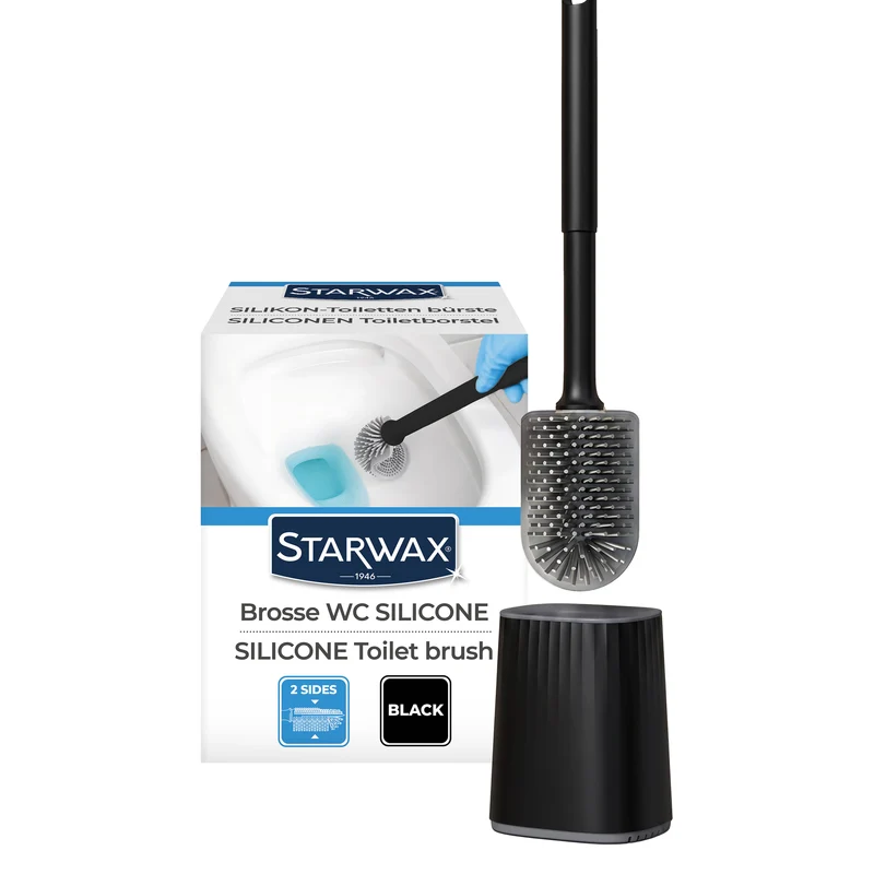 Brosse toilette silicone avec support mural