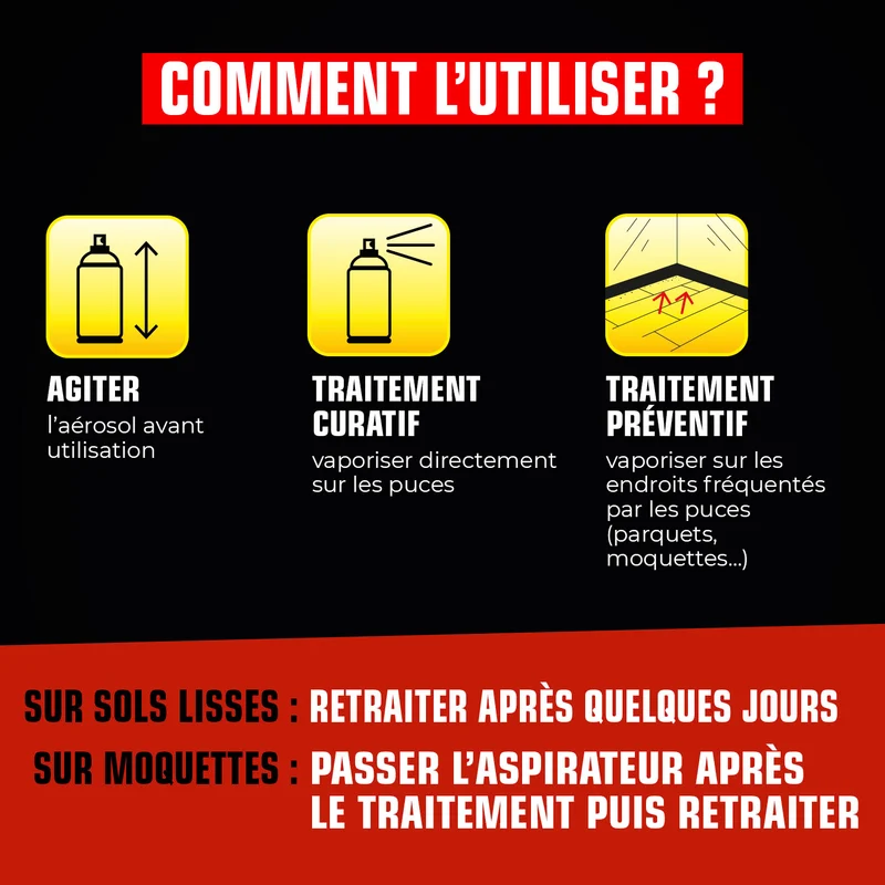 Aérosol foudroyant puces et larves