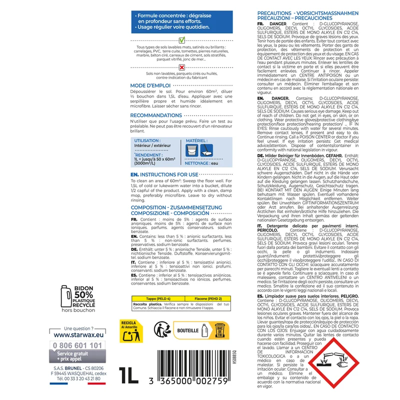 Nettoyant doux pour sols intérieurs