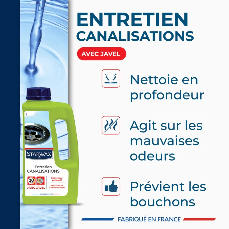 Entretien javel pour canalisations
