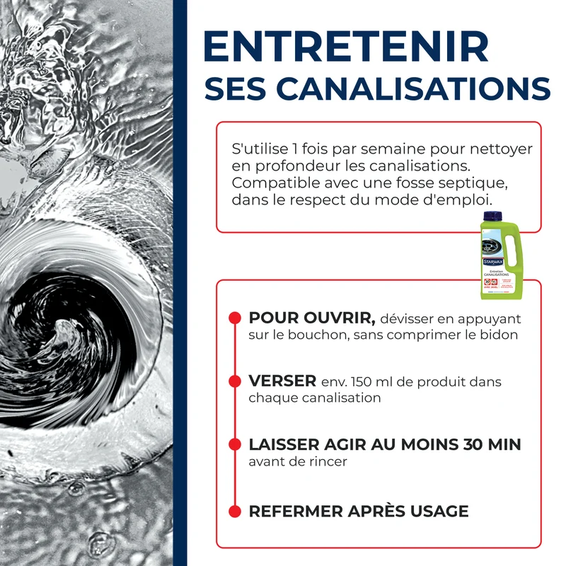 Entretien javel pour canalisations