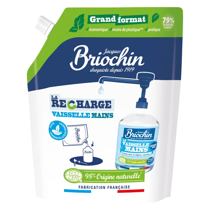 Recharge Liquide Vaisselle Mains Savon noir & Algues Marines grand format