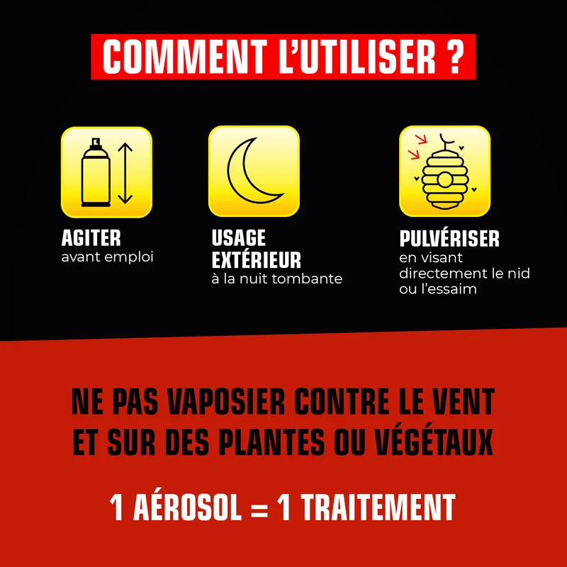 Aérosol foudroyant choc nids de guêpes et frelons