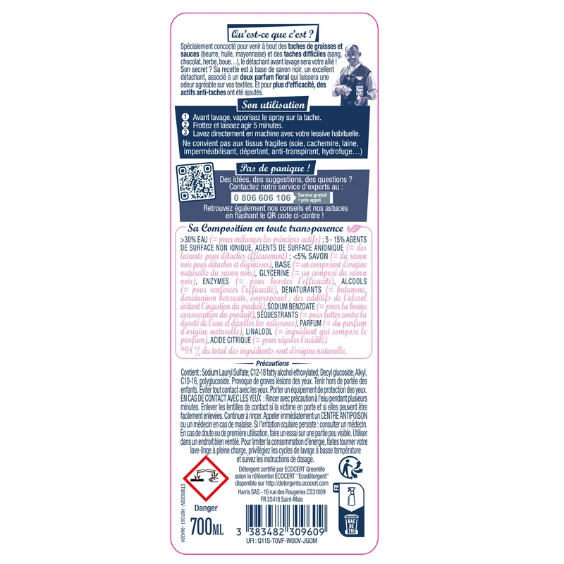 Le détachant avant lavage au Savon Noir