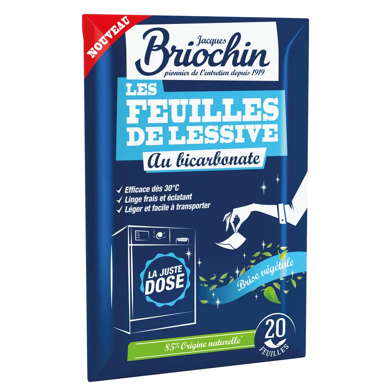Feuilles de lessive au Bicarbonate parfum Brise végétale