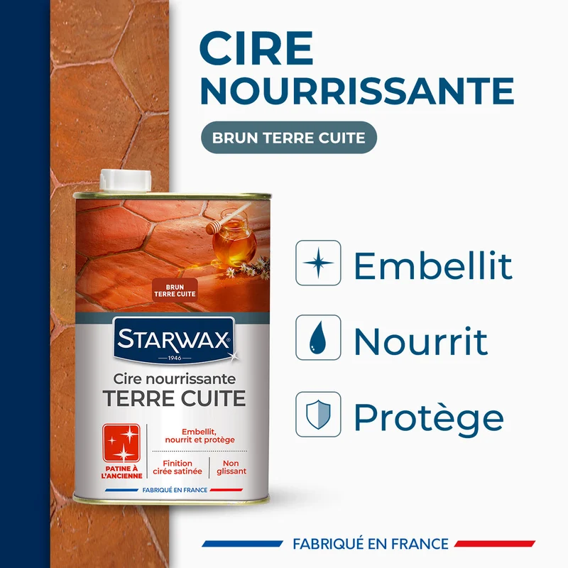 Cire nourrissante (patine à l'ancienne) pour tomettes et terres cuites