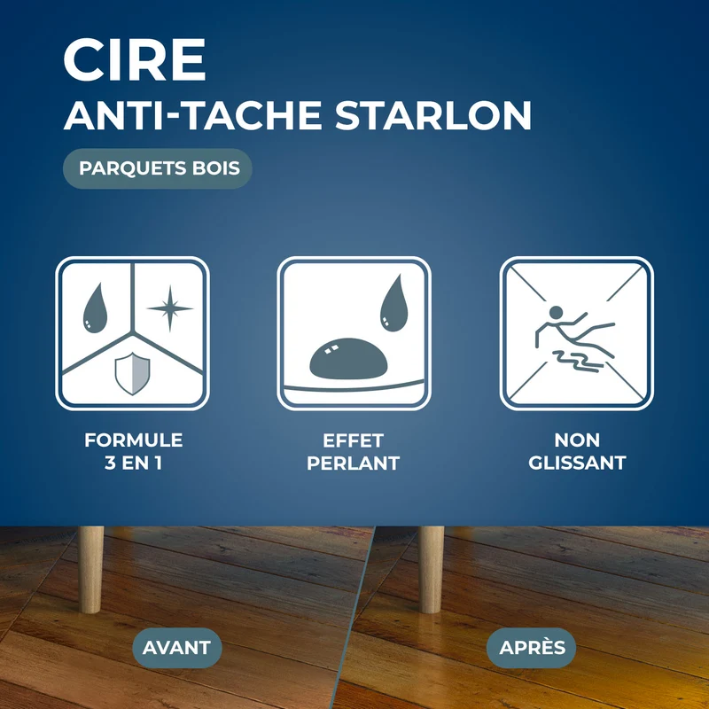 Cire Starlon anti-tache pour parquets cirés