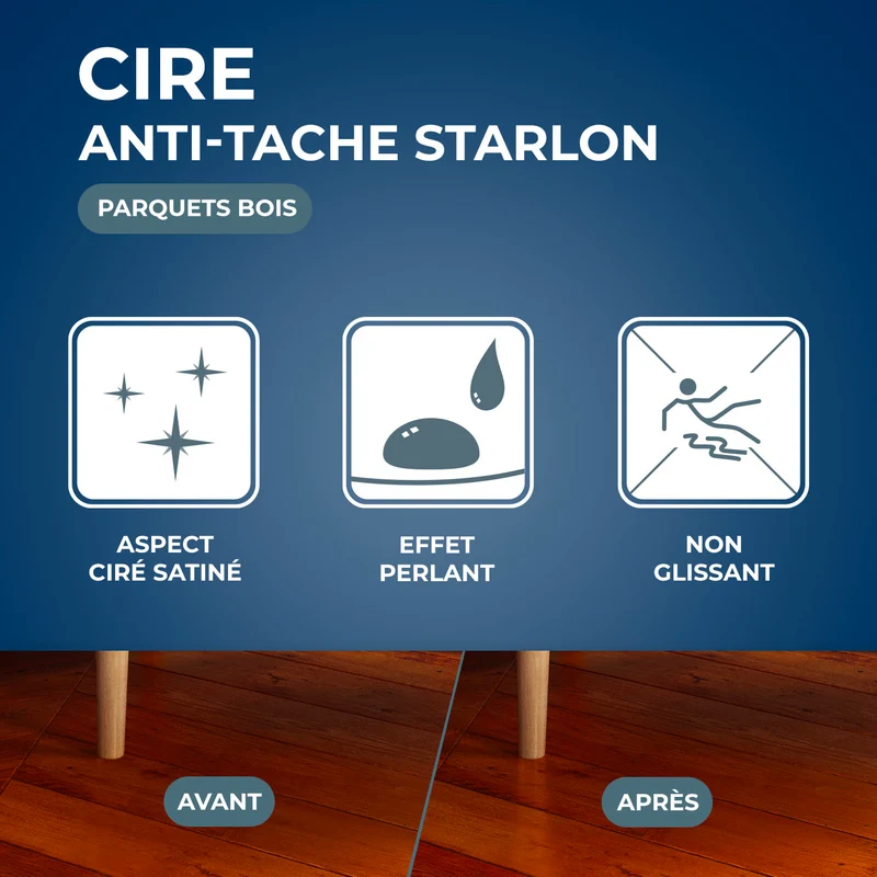 Cire Starlon anti-tache pour parquets cirés