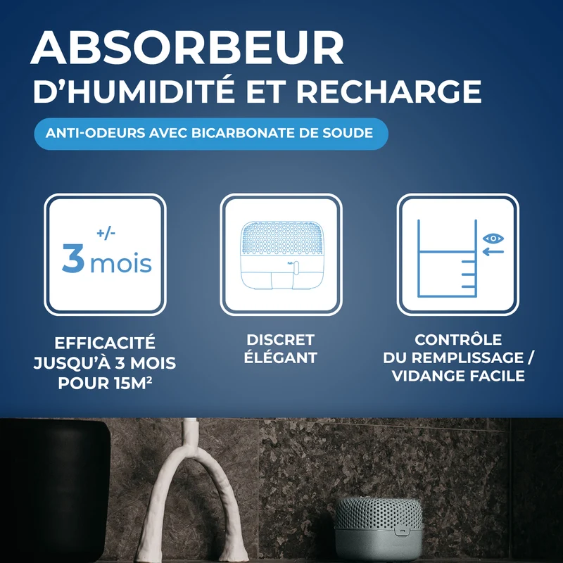 Absorbeur d'humidité Compact + 1 tablette