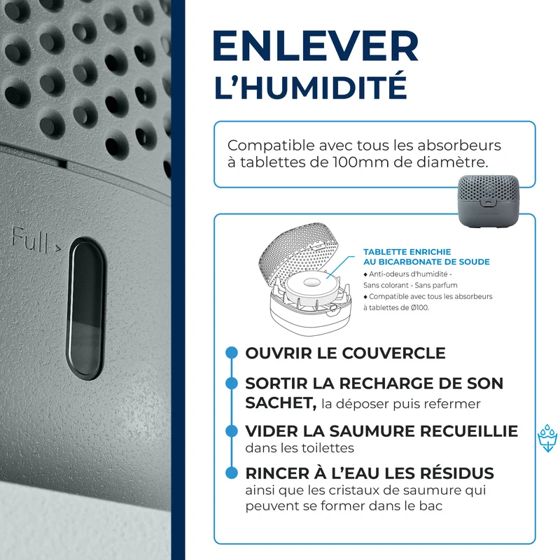 Absorbeur d'humidité Compact + 1 tablette
