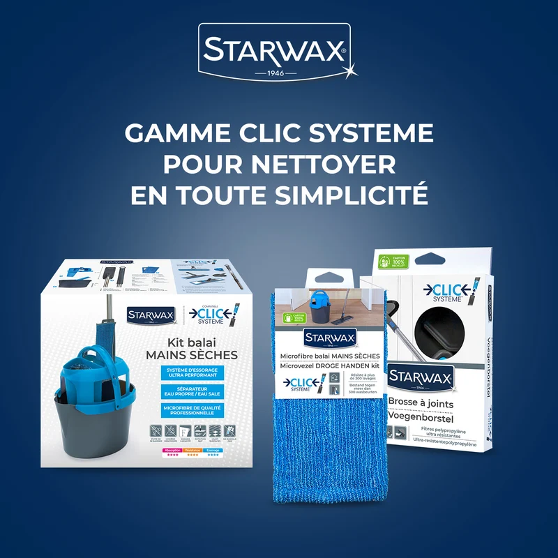 Kit balai mains sèche Clic système