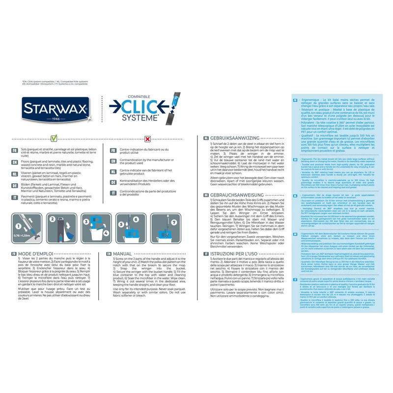 Kit balai mains sèche Clic système