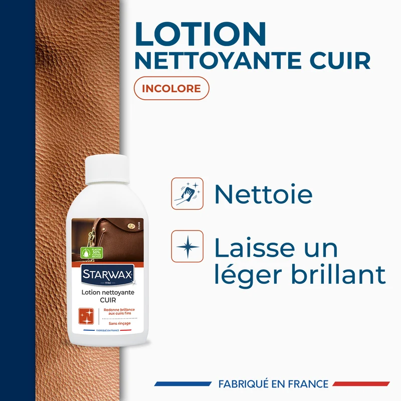 Lotion nettoyante sans rinçage pour cuirs délicats