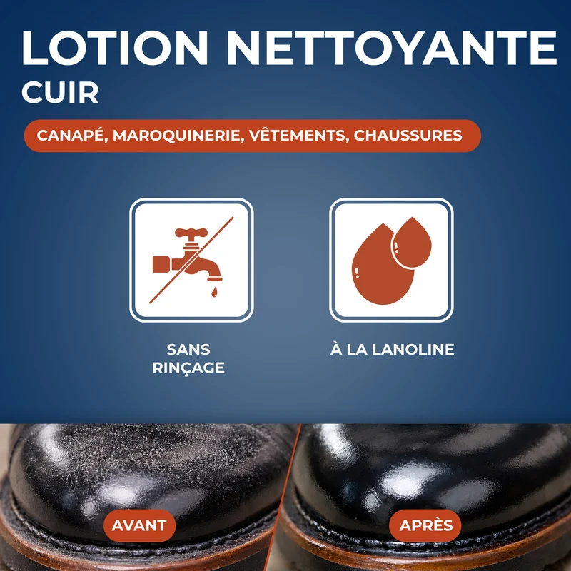 Lotion nettoyante sans rinçage pour cuirs délicats