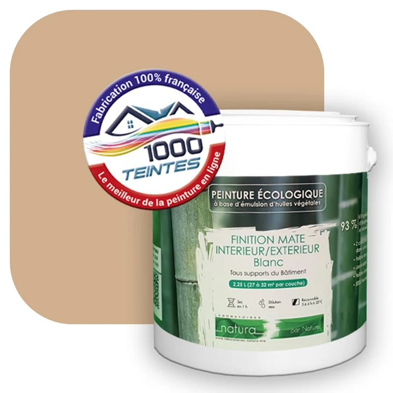 Peinture écologique Natura Tassili® Les Beiges colorés (L'Atelier by Edicolor 065D/065-D/065D1) Intérieur/Extérieur MAT