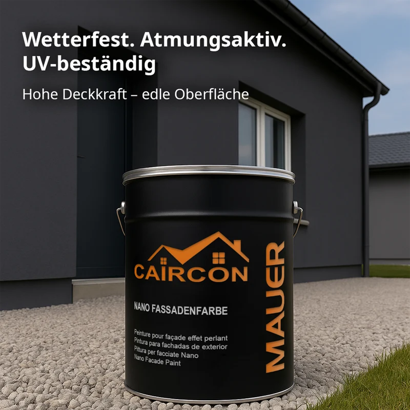 Fassadenfarbe außen mit Nano-Abperleffekt, matt und wetterfest