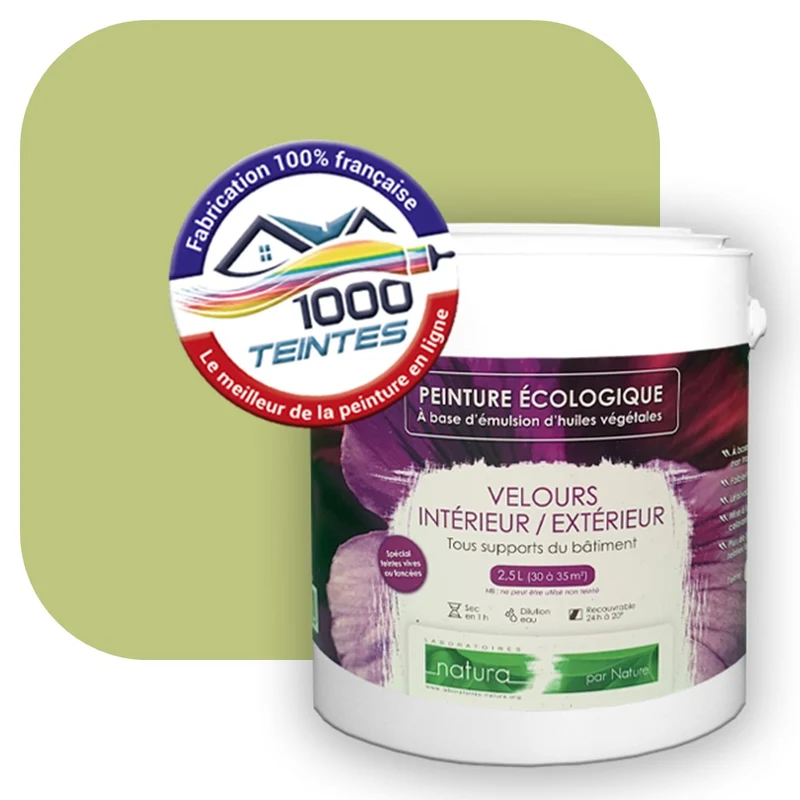 Peinture écologique Natura Tassili® Les Verts (L'Atelier by Edicolor 188C/188-C/188C1) Intérieur/Extérieur VELOURS