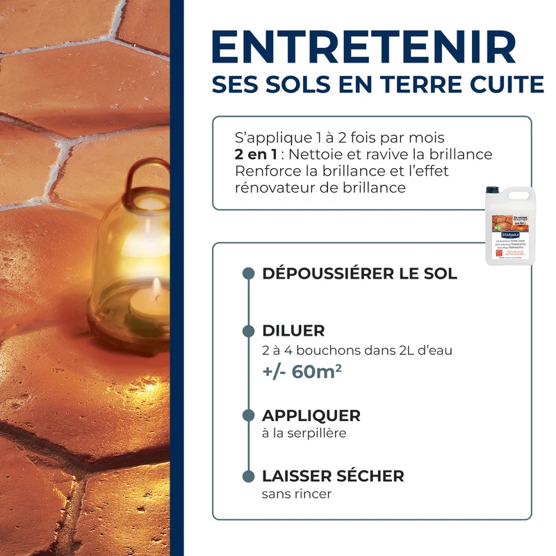 Lait de brillance pour tomettes et terres cuites