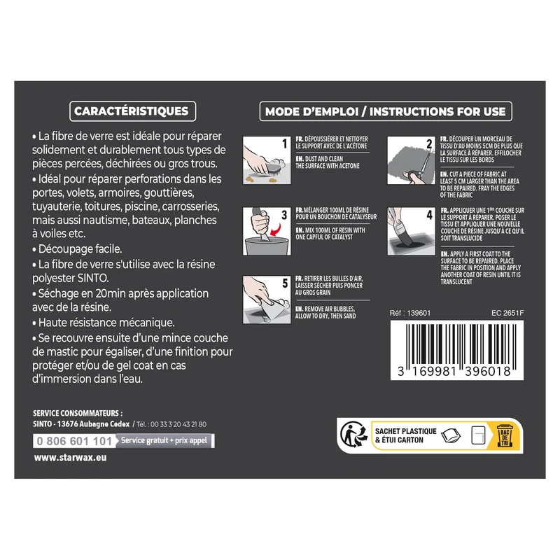 Répare perforations (tissu fibre verre tissée 270g)