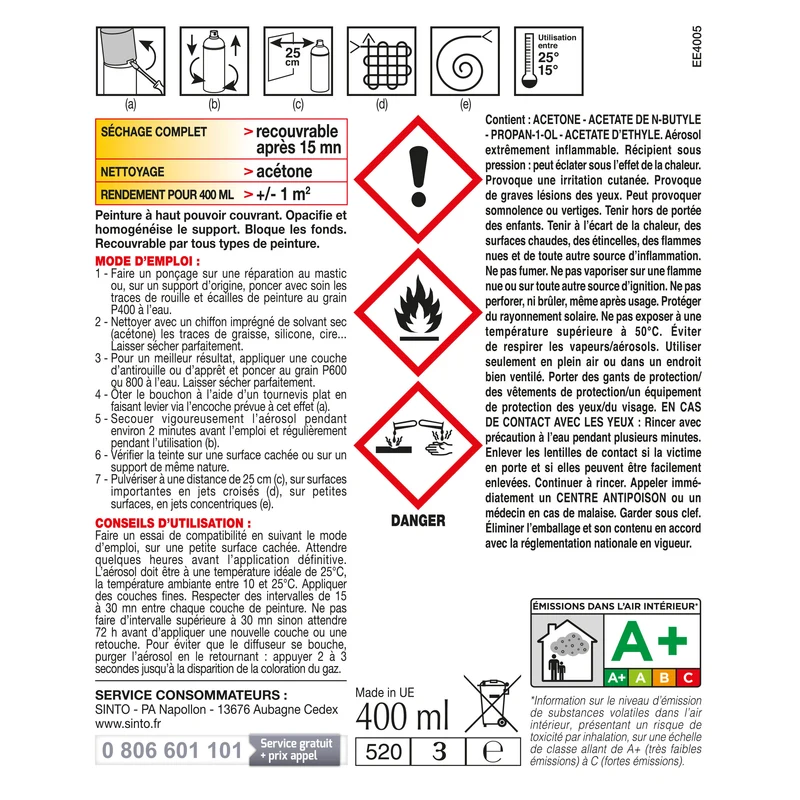 Aérosol apprêt sous-couche