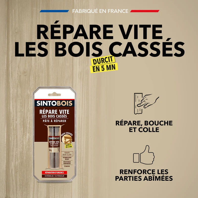 Répare vite, pâte à réparer bois epoxy