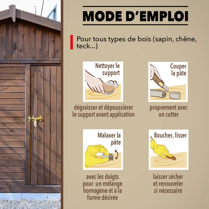 Répare vite, pâte à réparer bois epoxy