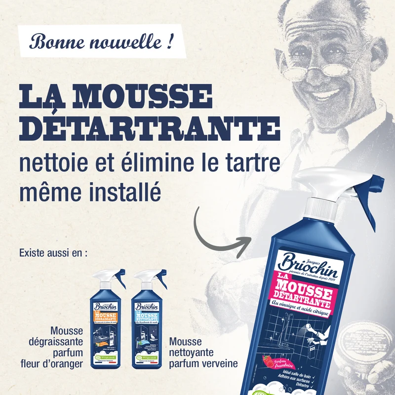 Mousse détartrante au vinaigre et à l'acide citrique
