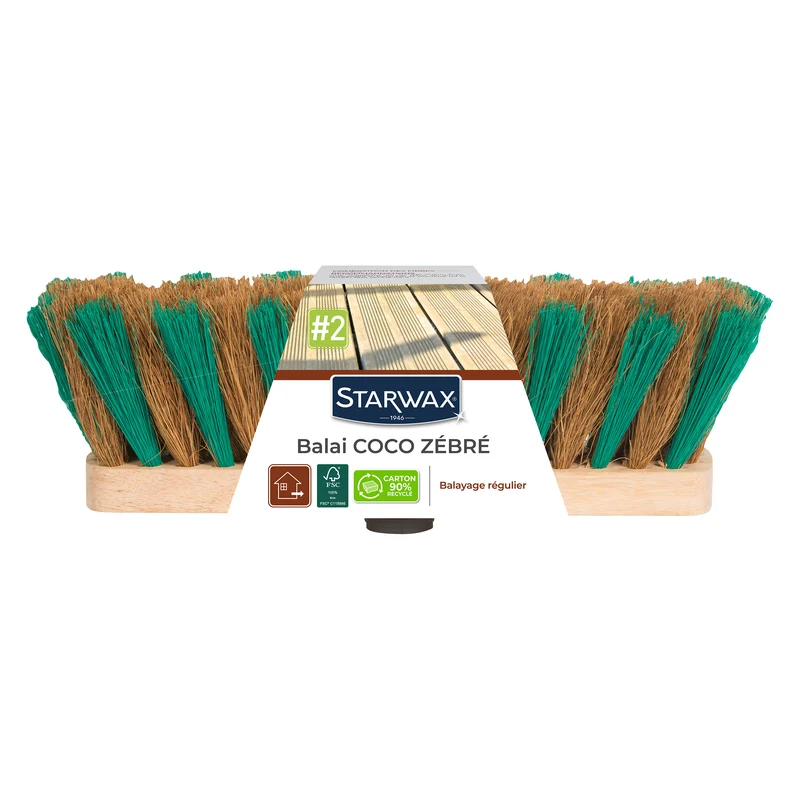 Balai coco zébré pour sols extérieurs FSC®